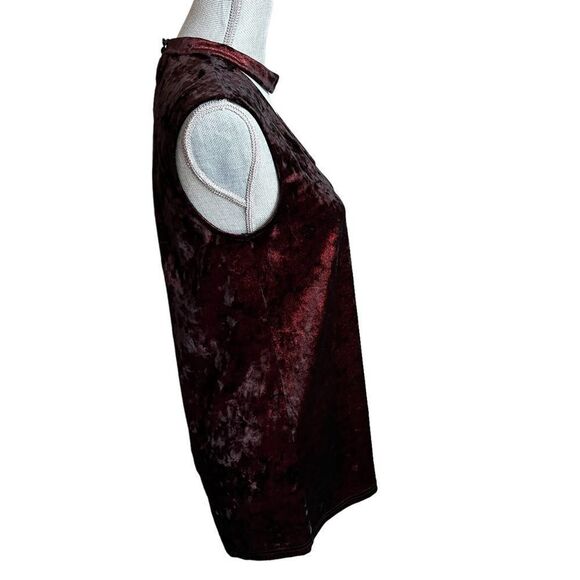 Vince Camuto Velvet Top Womens Small Burgundy Sleeveless Choker - Picture 6 of 9